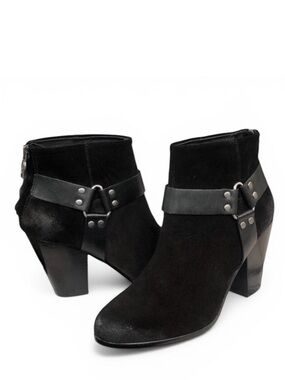 ASH Quartz Harness Ankle Boots Booties Black Suede Leather